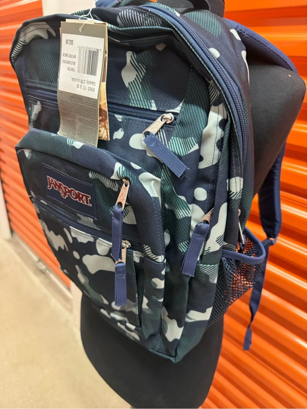 NWT JanSport Big Student Navy Camo Men's Backpack - Durable Everyday Bag